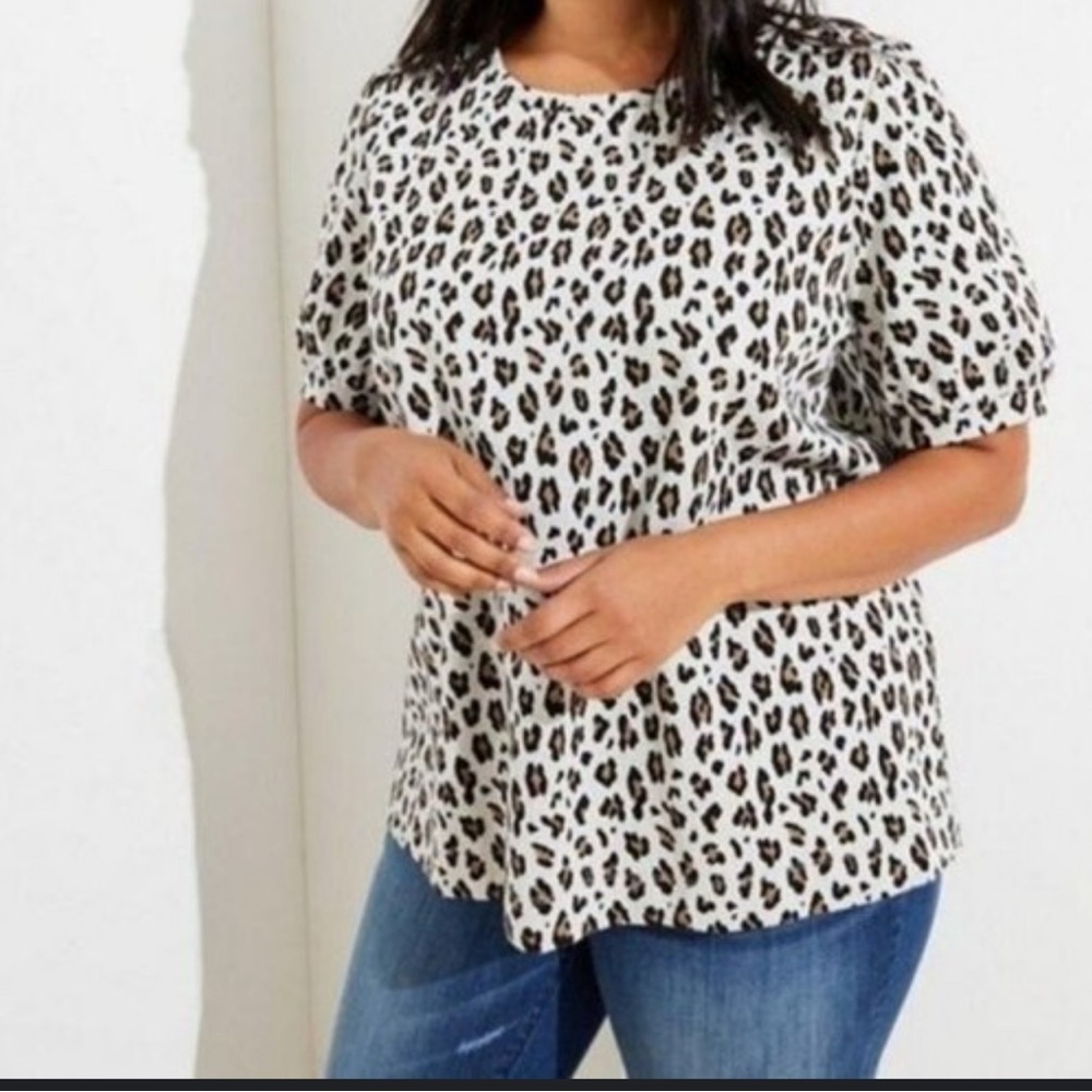 LOFT Black and White Animal Print Blouse
